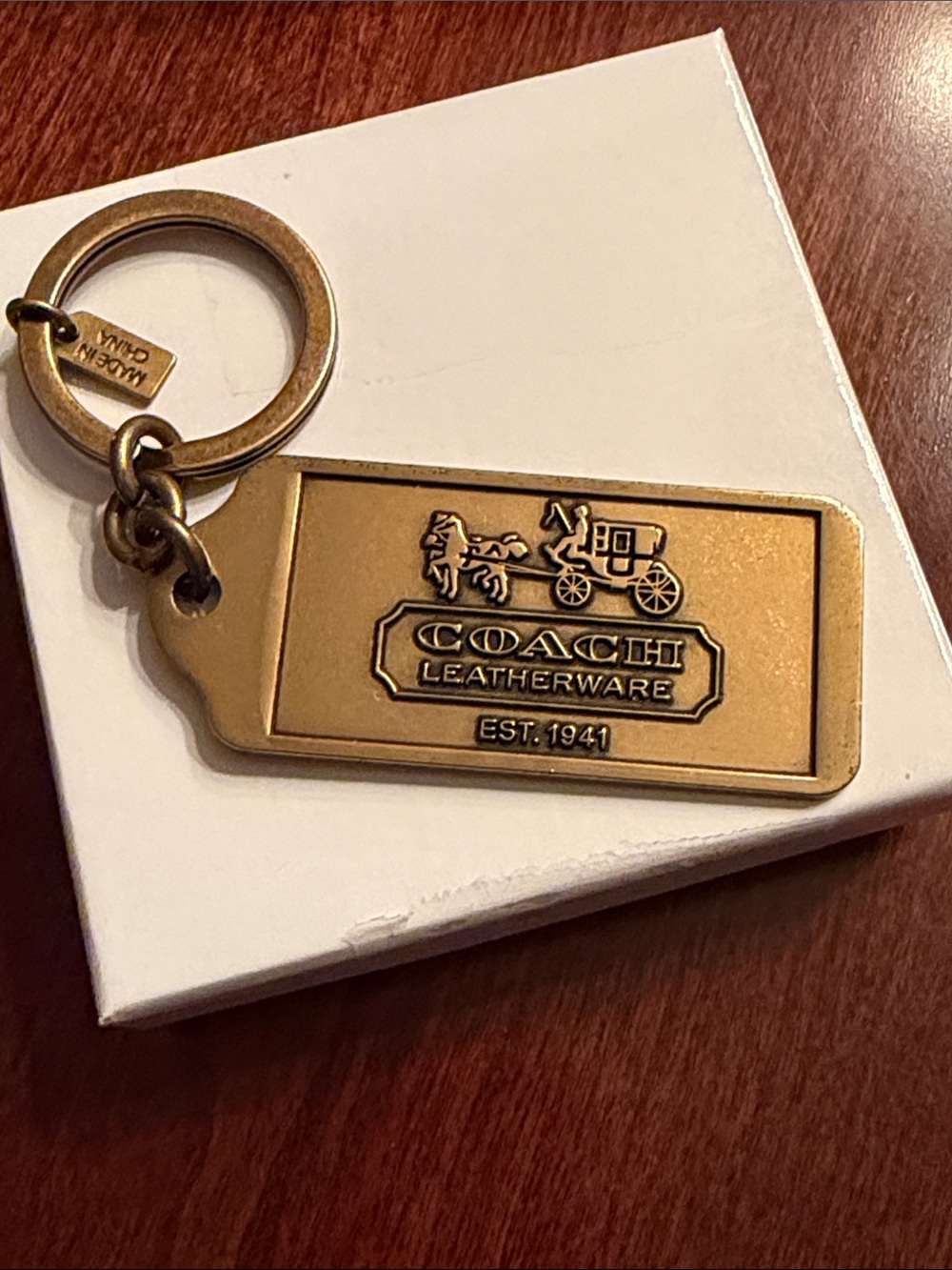 Coach Vintage Y2K Horse and Carriage Brass Keychain Fob